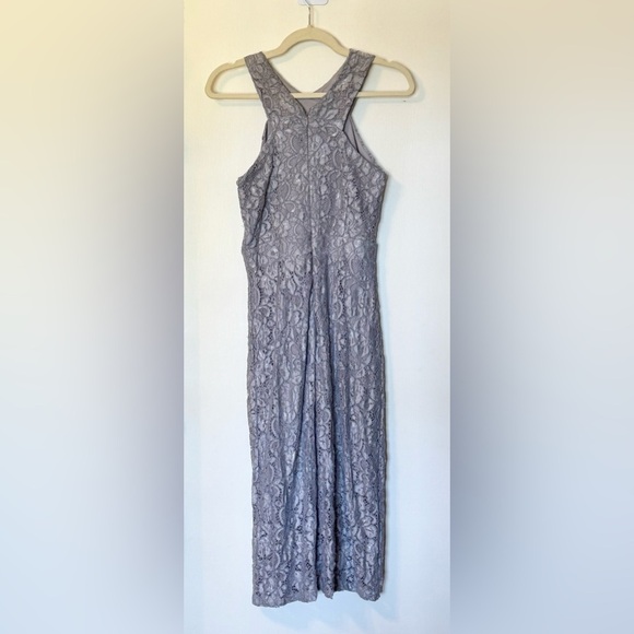 Sam Edelman NWT Cross Neck Lace Sleeveless Midi Dress in Grey- Size 2 - Picture 4 of 6